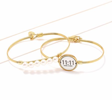 Luca & Danni Set of 2 Inspirational Bangles, Yellow