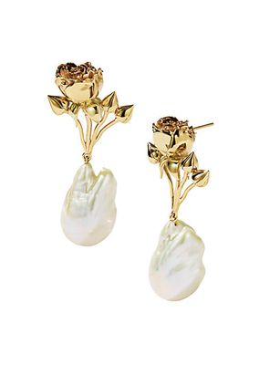 Lucia Goldtone Sterling Silver & 6-8MM Cultured Freshwater Baroque Pearl Drop Earrings