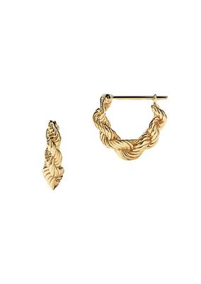 Lucia Goldtone Sterling Silver Small Twisted Rope Hoop Earrings