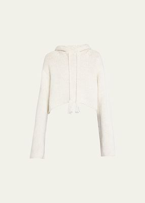 Luciana Cropped Wool and Cashmere Crochet Hoodie