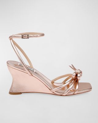 Luciana Knot Ankle-Strap Wedge Sandals