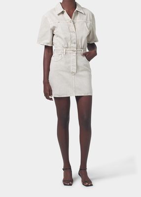 Lucie Denim Button-Front Mini Dress