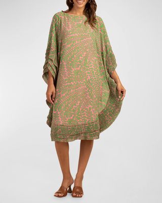 Lucienne Botanical-Print Silk Midi Dress