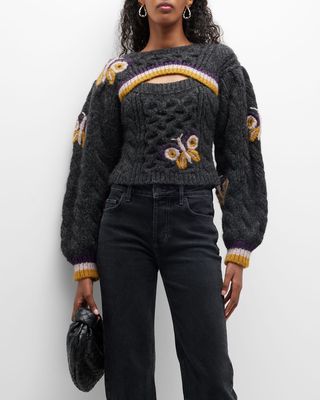 Lucienne Butterfly Cable-Knit Sweater