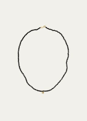 Lucinda 18K Solid Yellow Gold Necklace with Black Spinel and Top Wesselton VVS Diamond