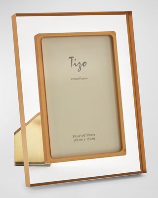 Lucite Photo Frame With Easel Back, 5" x 7" - Gold Border
