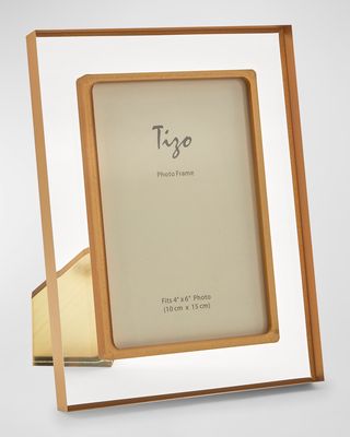 Lucite Photo Frame With Easel Back, 8" x 10" - Gold Border
