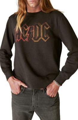 Lucky Brand AC/DC Oversize Crewneck Sweatshirt in Jet Black
