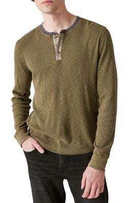 Lucky Brand Acid Wash Thermal Henley in Green Multi