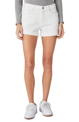Lucky Brand Ava Mid Rise Organic Cotton Denim Shorts in Bright White Rolled
