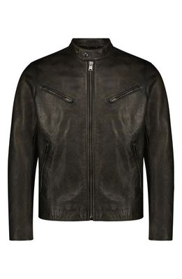 Lucky Brand Bonneville Washed Leather Jacket in Washed Black