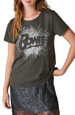Lucky Brand Bowie Sparkle Cotton Graphic T-Shirt in Jet Black