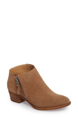 Lucky Brand Brielley Perforated Bootie in Sesame Suede