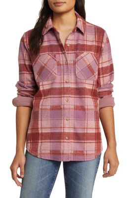 Lucky Brand Brushed Plaid Shirt Jacket in Lilas Pink Plaid