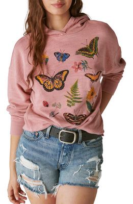 Lucky Brand Butterfly Floral Cotton Graphic Hoodie in Antler