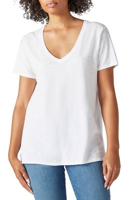 Lucky Brand Classic V-Neck Cotton Blend T-Shirt in Bright White
