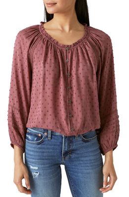 Lucky Brand Clip Dot Bubble Blouse in Rose Brown