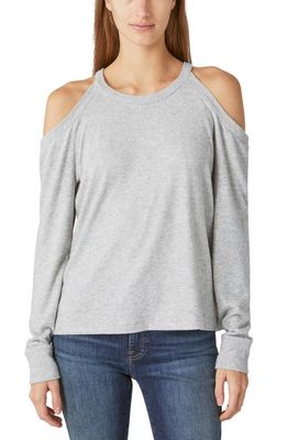Lucky Brand Cloud Jersey Cold Shoulder Sweater in Light Heather Gray