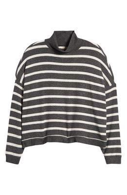 Lucky Brand Cloud Mock Neck Sweater in Charcoal Stripe