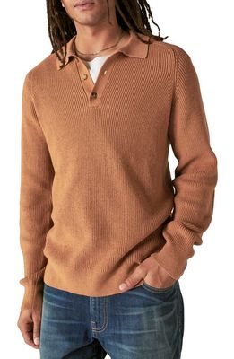 Lucky Brand Cloud Soft Rib Cotton Blend Polo Sweater in Thrush