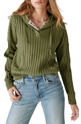 Lucky Brand Cloud Soft Rib Hooded Sweater in Caper Green