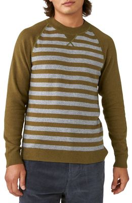 Lucky Brand Cloud Soft Stripe Raglan Sweater in Dark Olive Combo