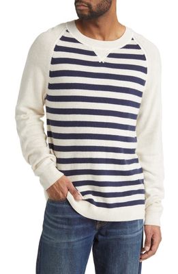 Lucky Brand Cloud Soft Stripe Raglan Sweater in Straw Heather Combo