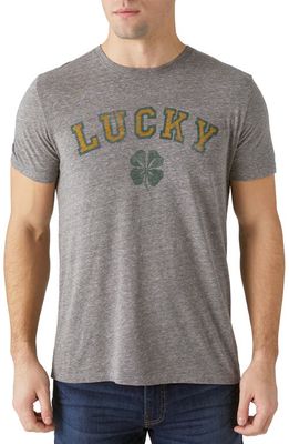 Lucky Brand Clover Logo Graphic Tee in Light Heather Grey