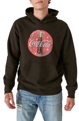 Lucky Brand Coca Cola Bottle Cotton Hoodie in Jet Black