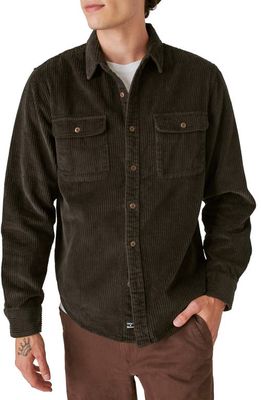 Lucky Brand Corduroy Button-Up Overshirt in Raven