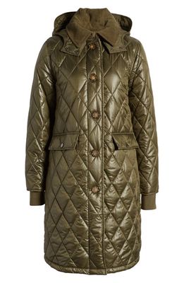 Lucky Brand Diamond Quilted Coat with Faux Fur Lining in Army