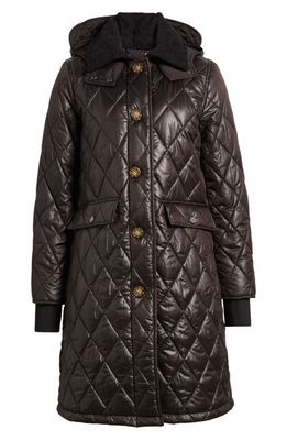 Lucky Brand Diamond Quilted Coat with Faux Fur Lining in Black