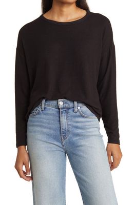 Lucky Brand Dropped Shoulders Cloud Jersey Top in Jet Black