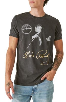 Lucky Brand Elvis Signature Graphic T-Shirt in Jet Black