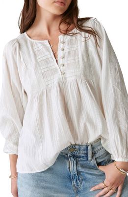 Lucky Brand Embroidered Blouse in Cloud Dancer
