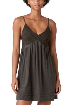 Lucky Brand Embroidered Cotton Blend Dress in Raven