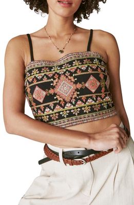 Lucky Brand Embroidered Crop Tank in Black