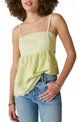 Lucky Brand Empire Sciffley Cotton Eylelet Tank in Pale Lime Yellow