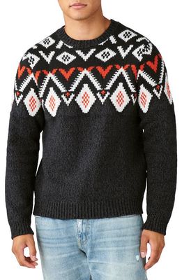 Lucky Brand Fair Isle Cotton Sweater in Black Multy