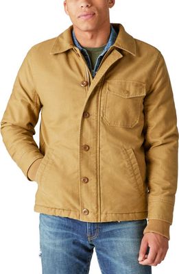 Lucky Brand Faux Shearling Lined Deck Jacket in Khaki