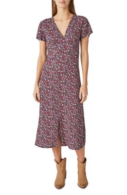Lucky Brand Floral Button-Up Dress in Navy Multi