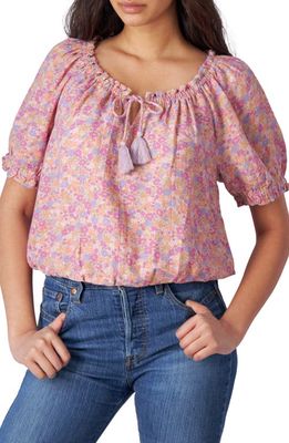Lucky Brand Floral Peasant Blouse in Lilac Multi