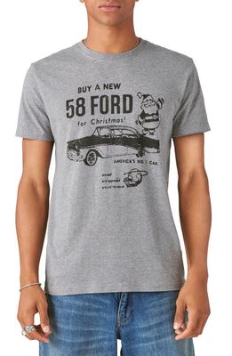 Lucky Brand Ford Christmas Graphic Tee in Heather Grey