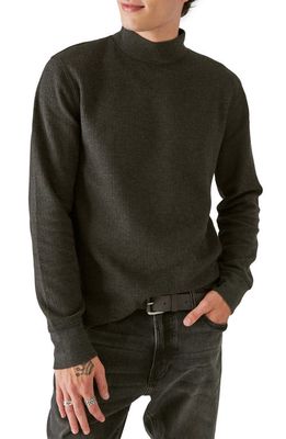 Lucky Brand French Rib Mock Neck Long Sleeve Sweater in Charcoal