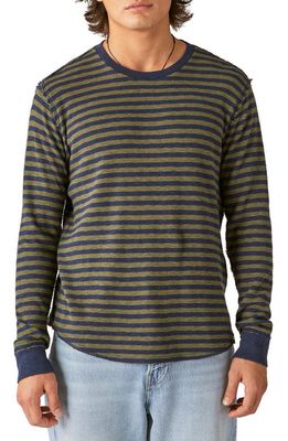 Lucky Brand Garment Dye Stripe Thermal Long Sleeve T-Shirt in Multi