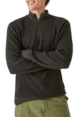 Lucky Brand Garment Dye Thermal Half Zip Pullover in Dark Black