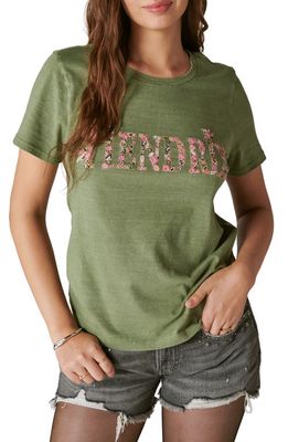 Lucky Brand Hendrix Embroidered Graphic T-Shirt in Olivine