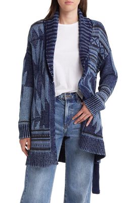 Lucky Brand Heritage Belted Cardigan in Denim Combo
