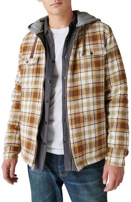 Lucky Brand Hooded Fleece Workwear Jacket in Olive/brown