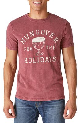 Lucky Brand Hungover Holidays Graphic Tee in Pomegranate